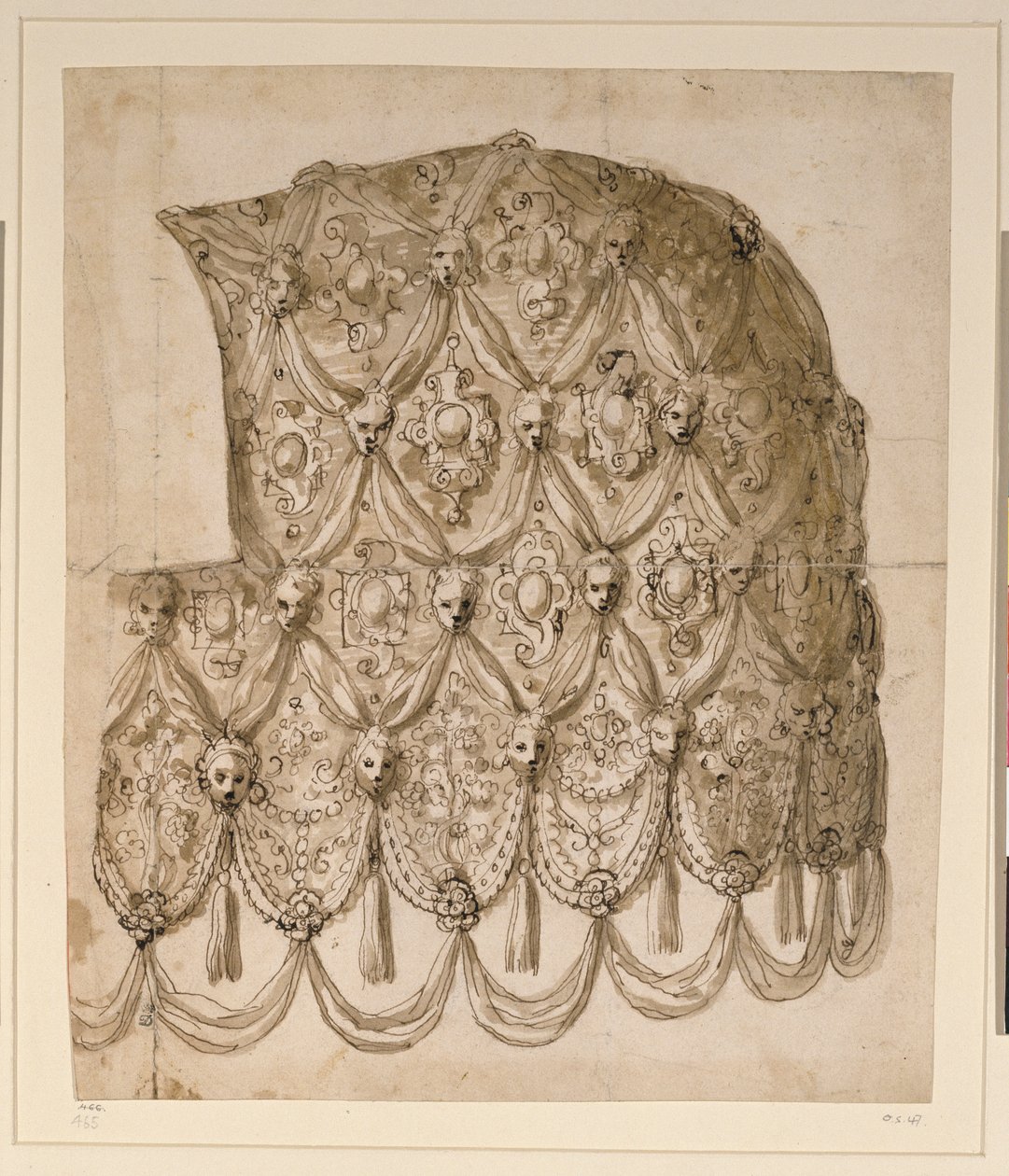 Um caparison de cavalo (caneta e tinta sobre papel) de Inigo Jones