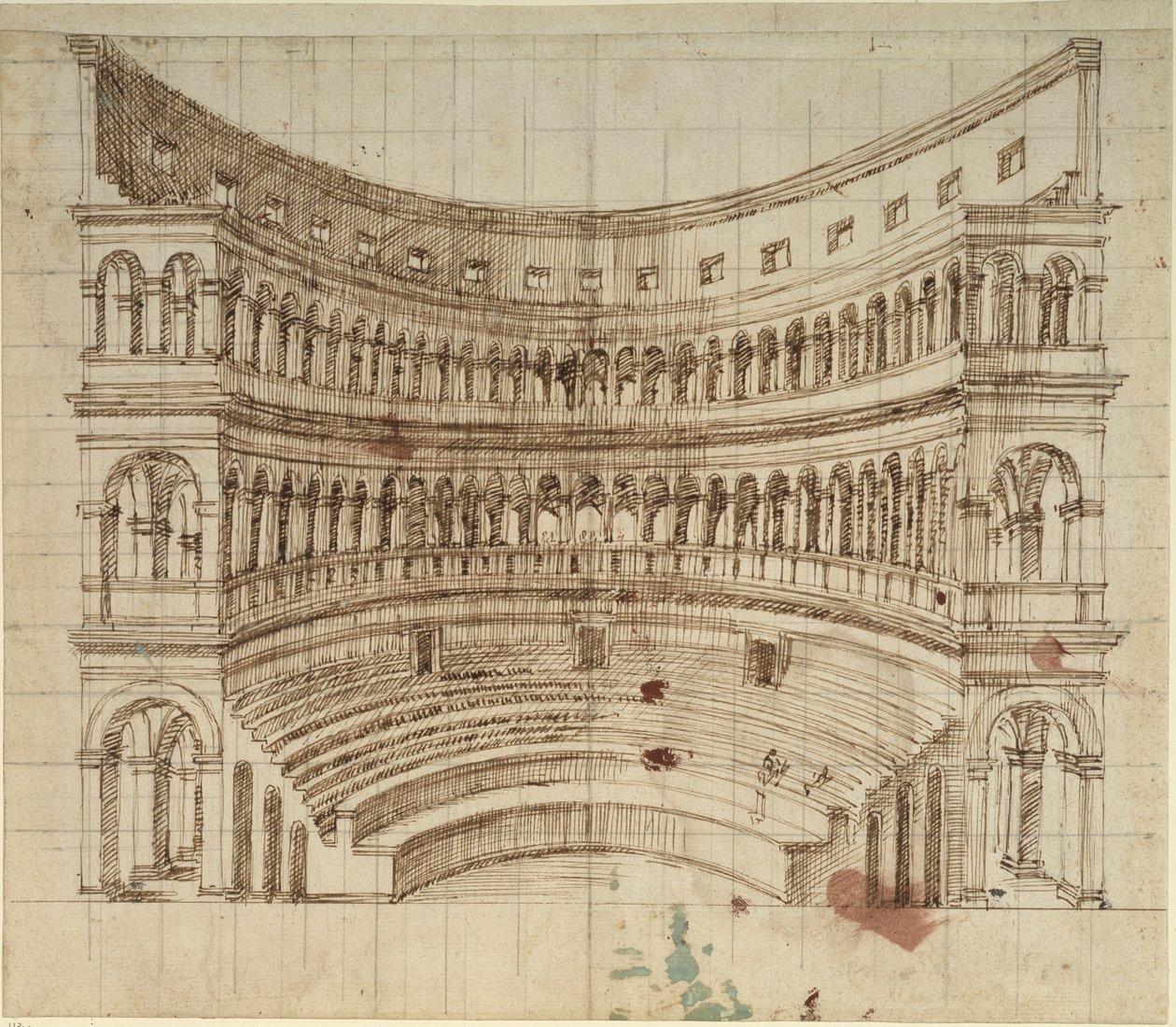 Um anfiteatro (caneta e tinta sobre papel) de Inigo Jones
