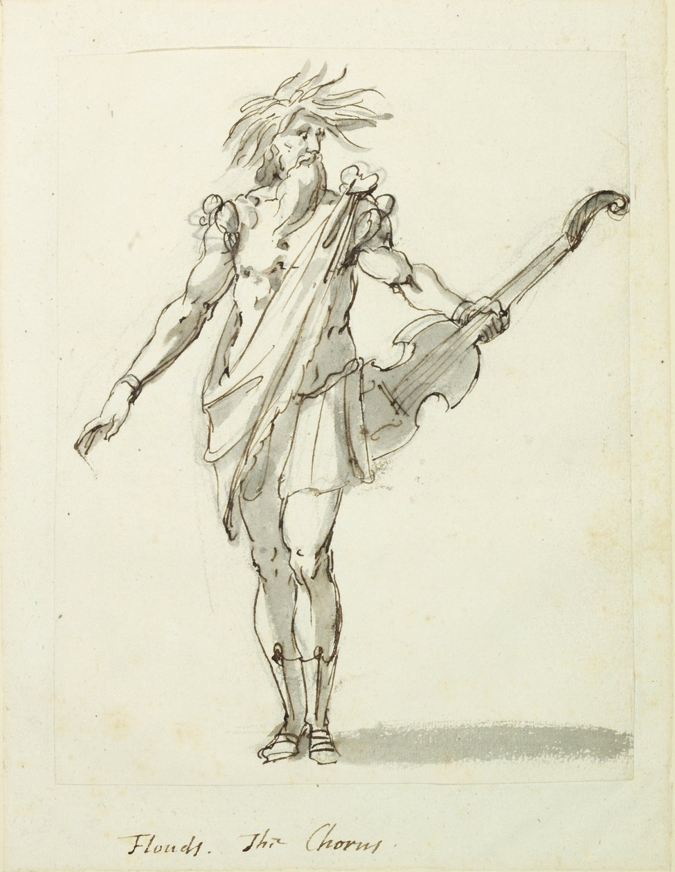 Inundações: o Refrão, c.1631 (caneta e tinta sobre papel) de Inigo Jones