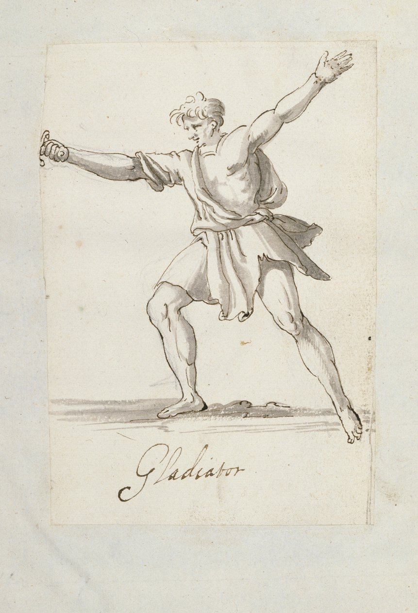 Gladiador (caneta e tinta sobre papel) de Inigo Jones