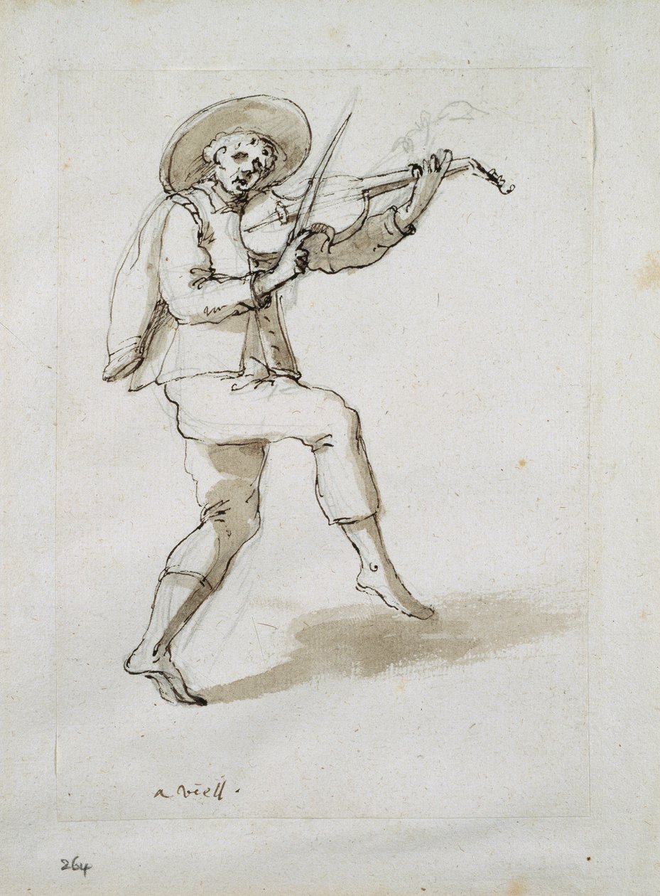Homem com violação (caneta e tinta sobre papel) de Inigo Jones