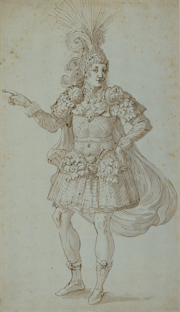 Fato de mascarar (caneta e tinta sobre papel) de Inigo Jones