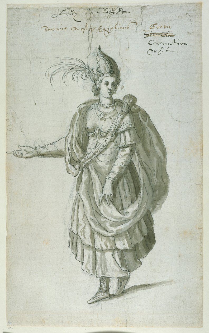 Rainha Berenice do Egipto (caneta e tinta sobre papel) de Inigo Jones