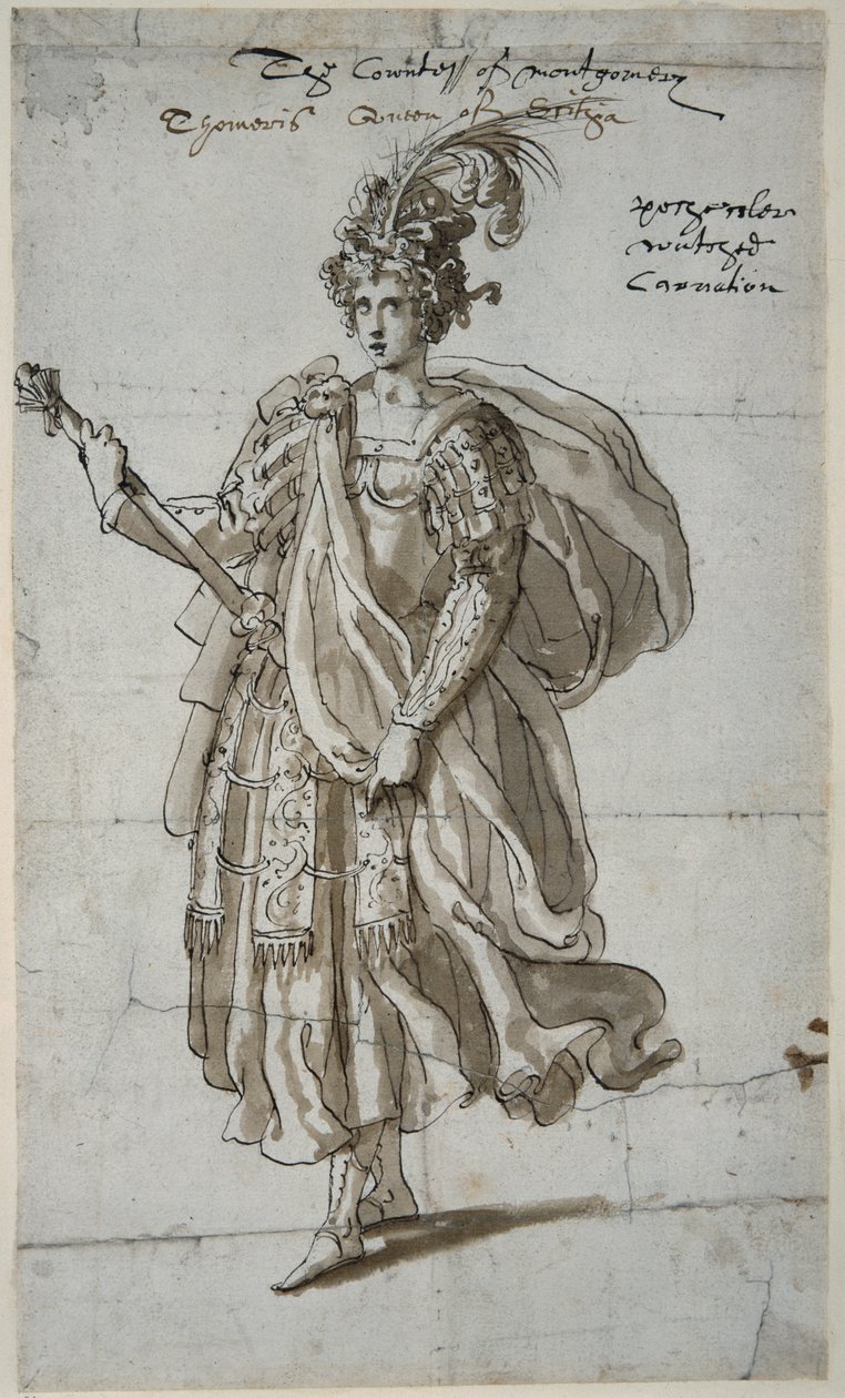 Rainha Tomyris do Massagetai, c.1609 (caneta e tinta sobre papel) de Inigo Jones