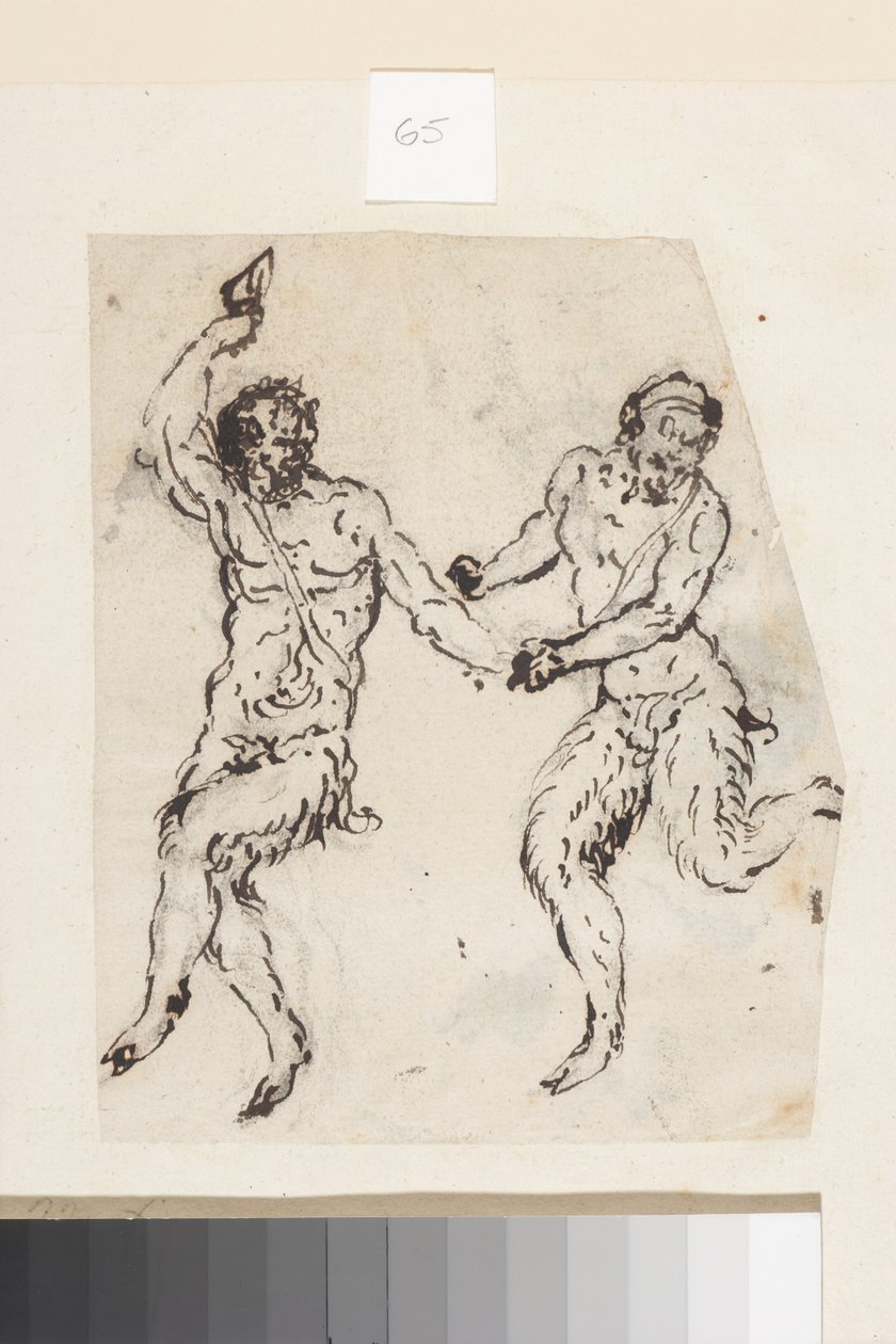 Satyrs (caneta e tinta marrom sobre papel) de Inigo Jones