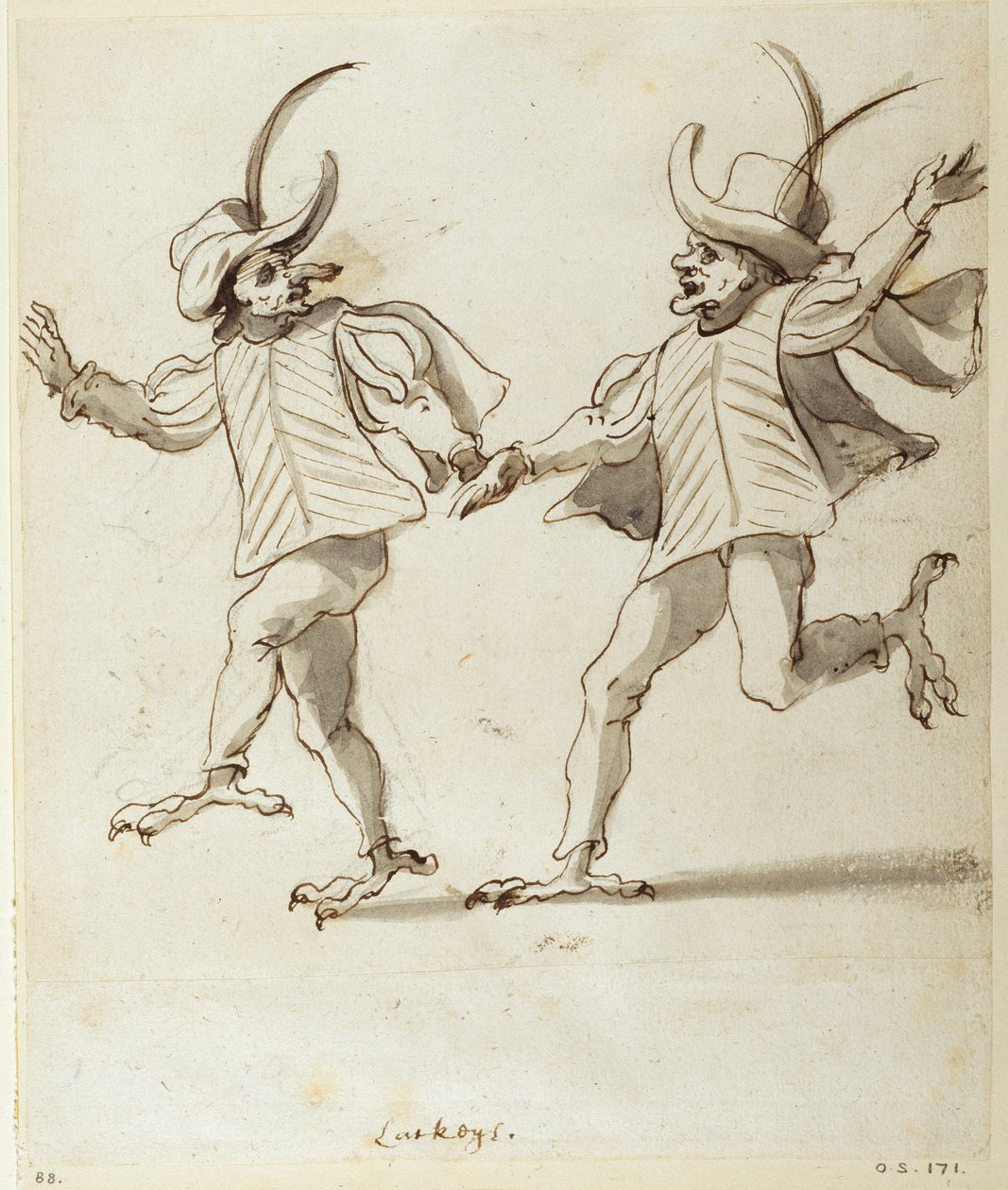 Dois Lackeys (caneta e tinta sobre papel) de Inigo Jones