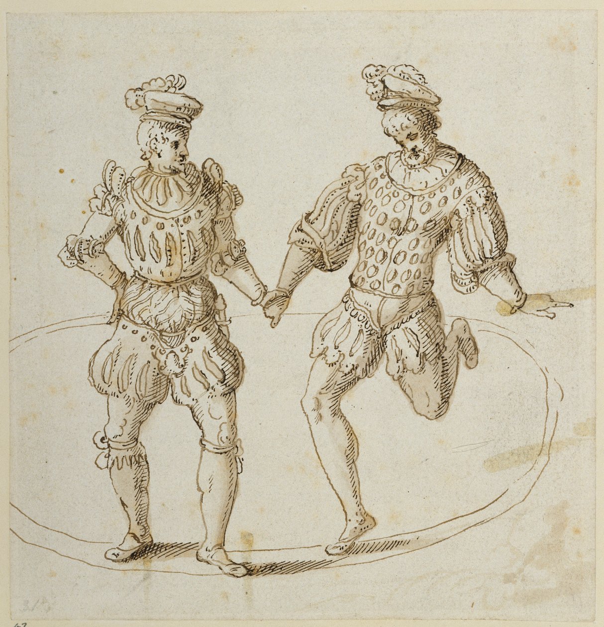 Dançarinos galeses (caneta e tinta sobre papel) de Inigo Jones