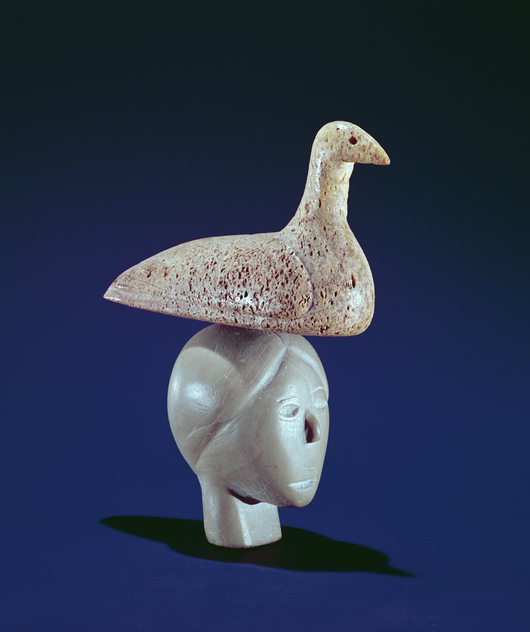 Mulher, pensando, loon, pássaro, capa, dorset, (soapstone) de Inuit School