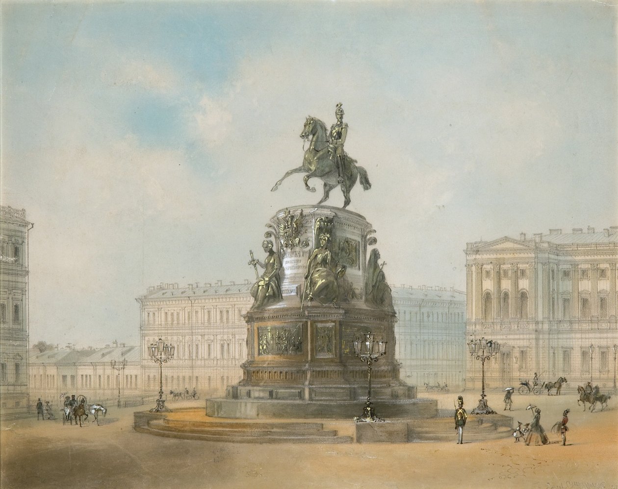 O monumento equestre de Nicolau I da Rússia na Praça de São Isaac em São Petersburgo de Iosif Iosifovich Charlemagne