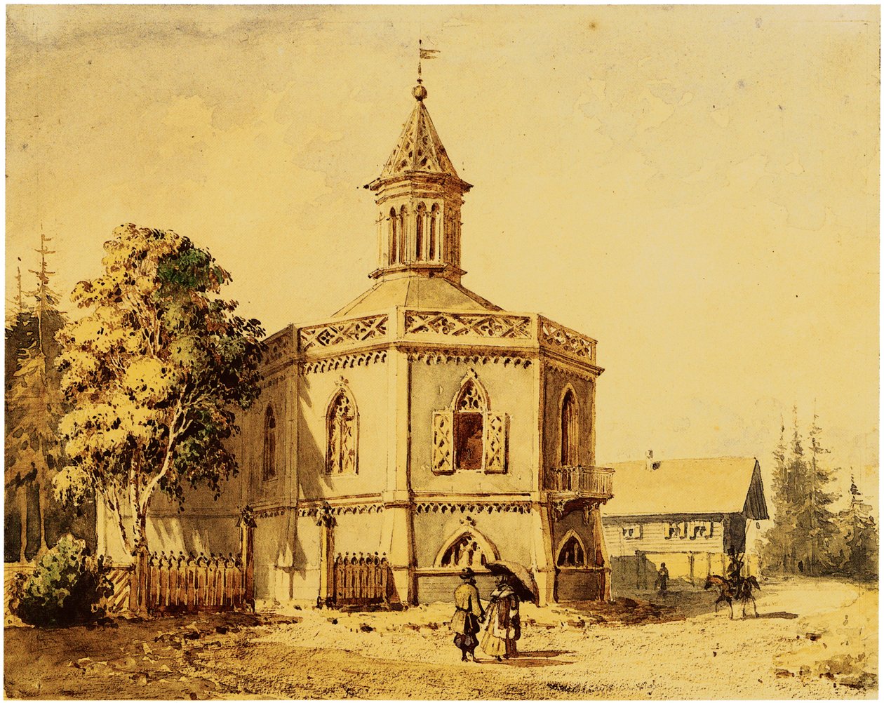 O Pavilhão da Fazenda de Laticínios no Parque Pavlovsk de Iosif Ivanovich Charlemagne