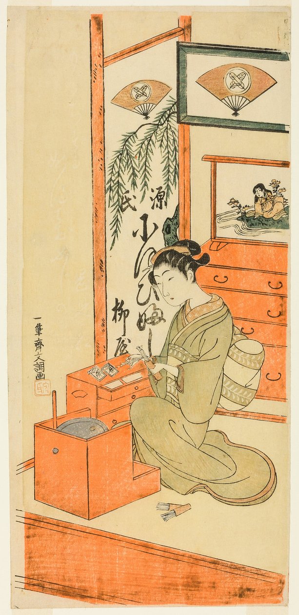 glicínia de salgueiro de chá de Ippitsusai Bunchō