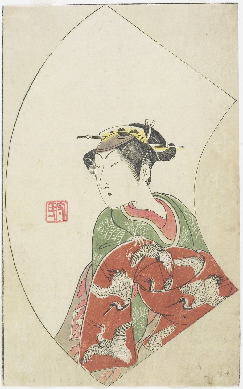 O ator Nakamuta Matsue como Riko_, 1770 de Ippitsusai Bunchō