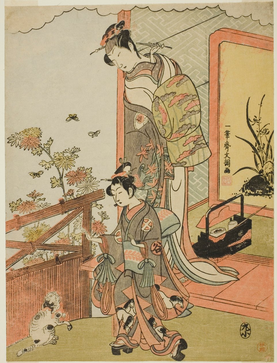 Tea c e r Dr. Matsusuke Onoe Como um tigre na praia (?) de Ippitsusai Bunchō