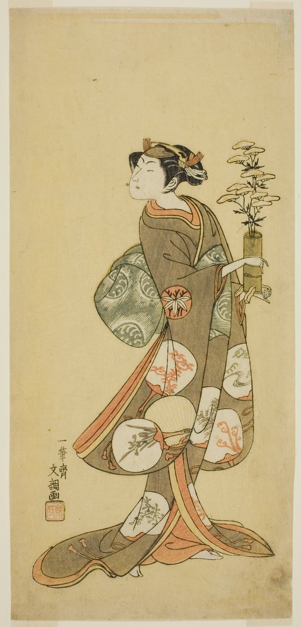 O ator Yamashita Kyonosuke I em um papel feminino de Ippitsusai Bunchō