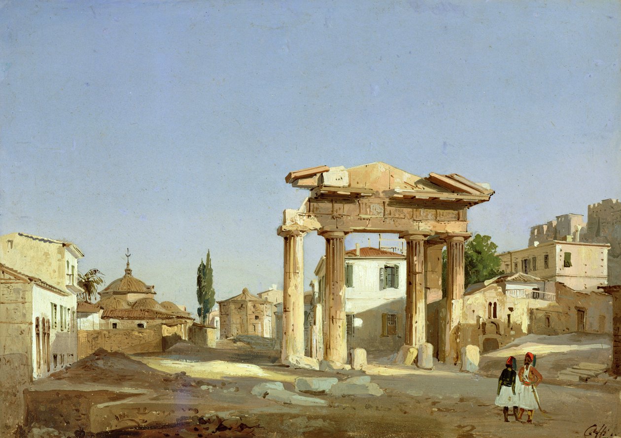 O Portão da Agora em Atenas, 1843 de Ippolito Caffi