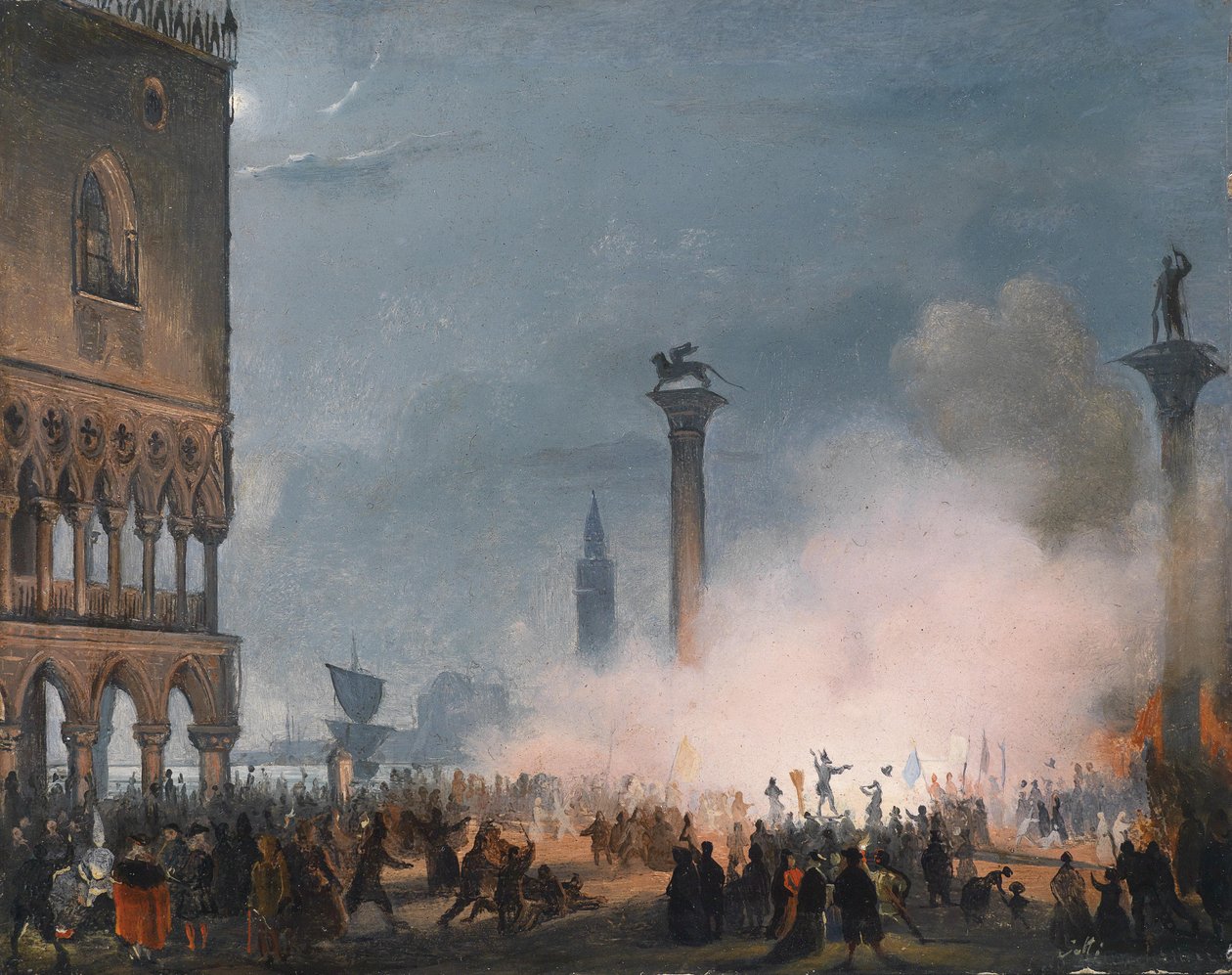 Veneza, a Piazzetta à noite de Ippolito Caffi