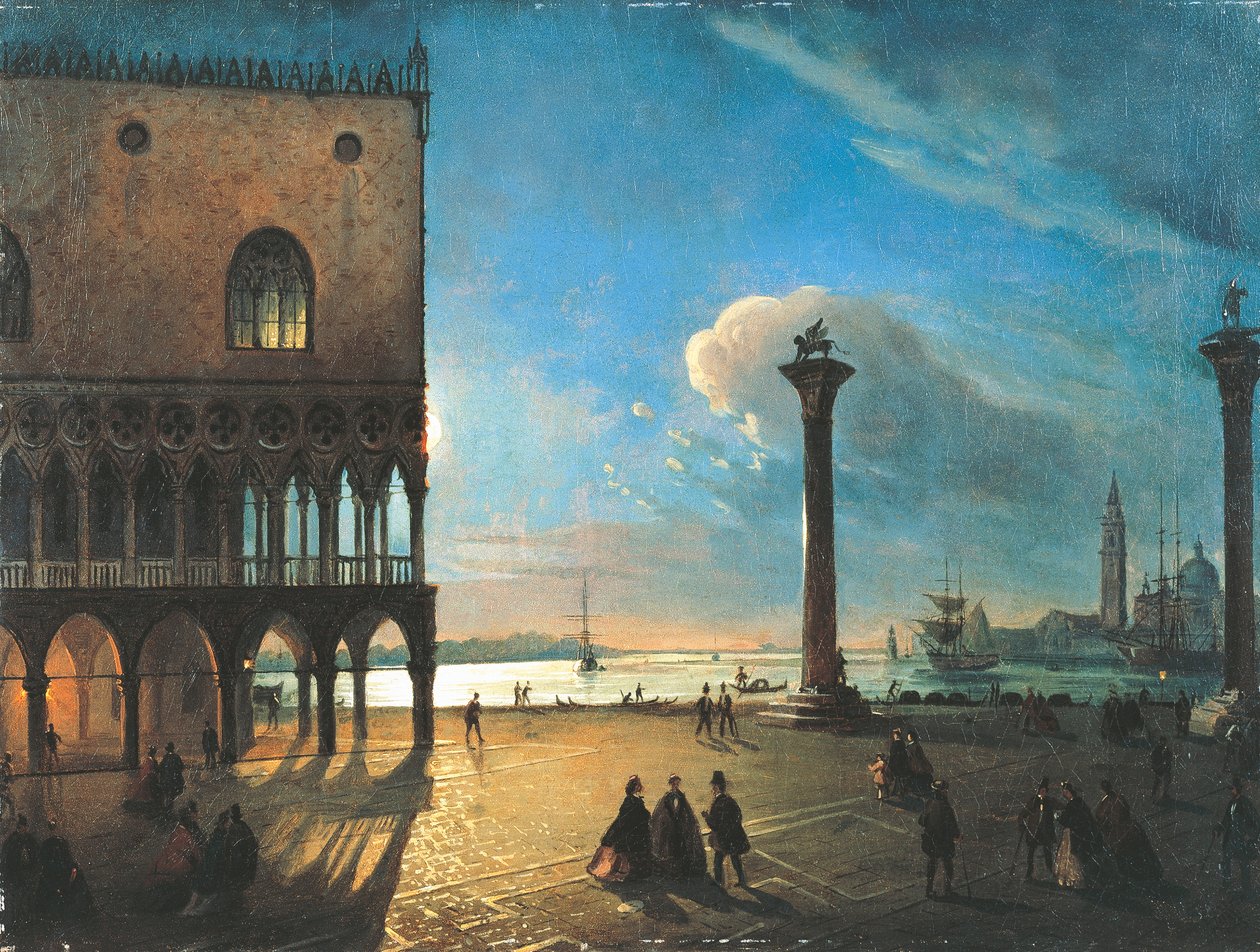 Piazzetta San Marco ao luar, Veneza, de Ippolito Caffi (1809-1866), óleo sobre tela, 52x70 cm de Ippolito Caffi