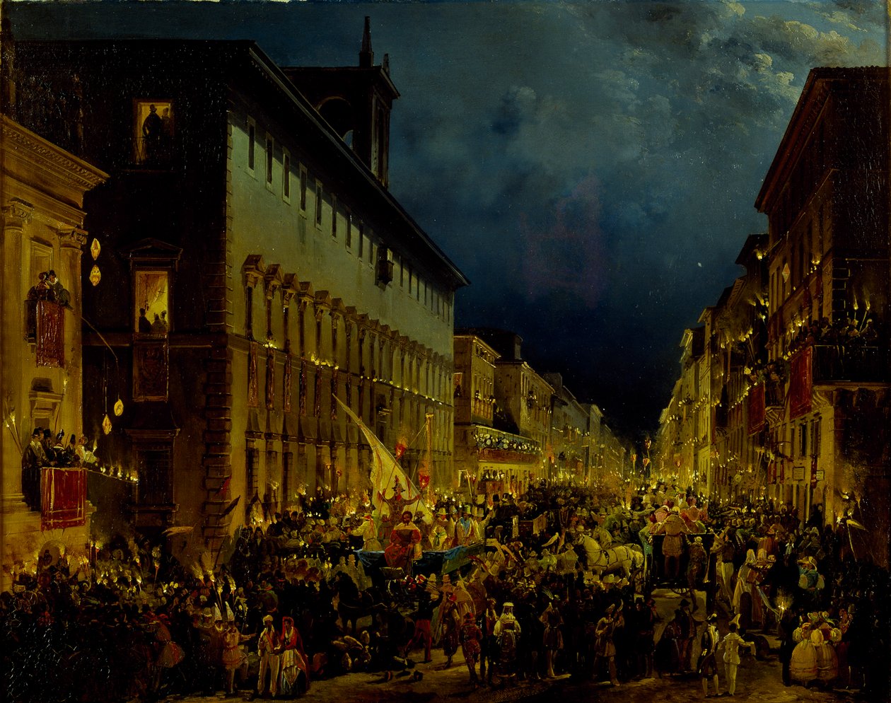 A Noite do Moccoli em Roma, 1834. de Ippolito Caffi