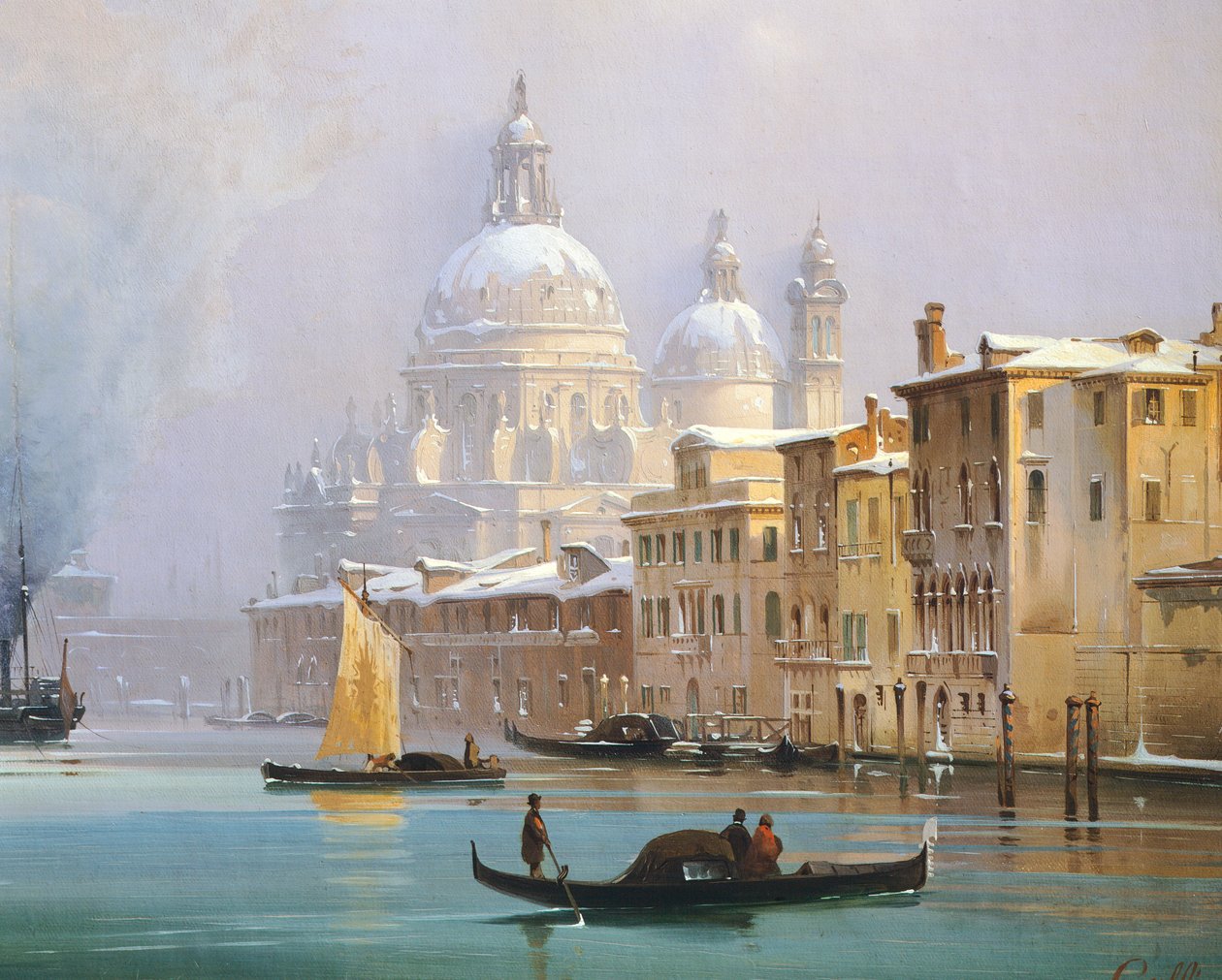 Veneza Coberta de neve, por Ippolito Caffi, óleo sobre tela de Ippolito Caffi