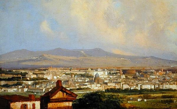 Vista de Roma de Montemário (óleo sobre painel) de Ippolito Caffi