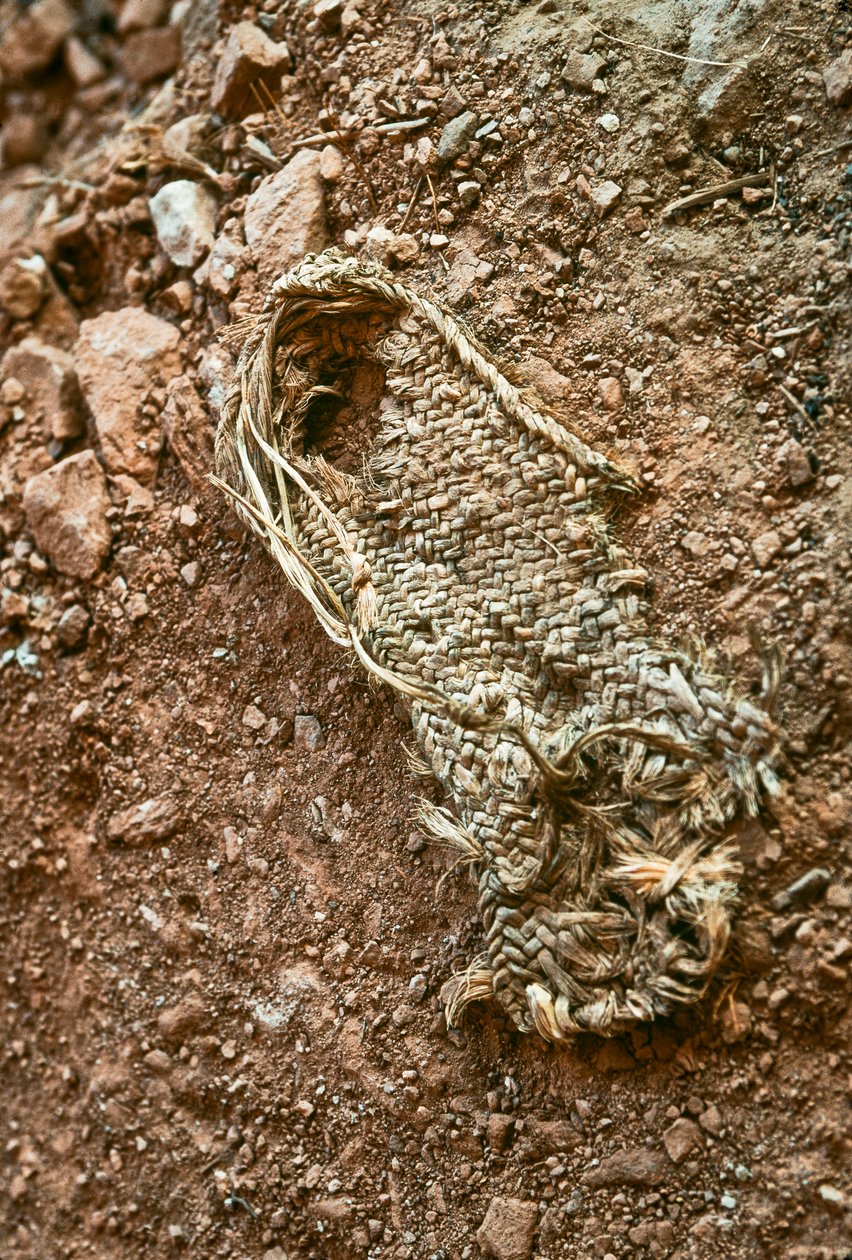 Uma sandália feita à mão pelos Anasazi em Grand Gulch, Utah, 2009 (foto) de Ira Block