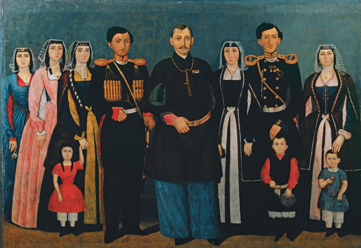 NE Mukhran-Batoni com a família, 1862 de Iranian School
