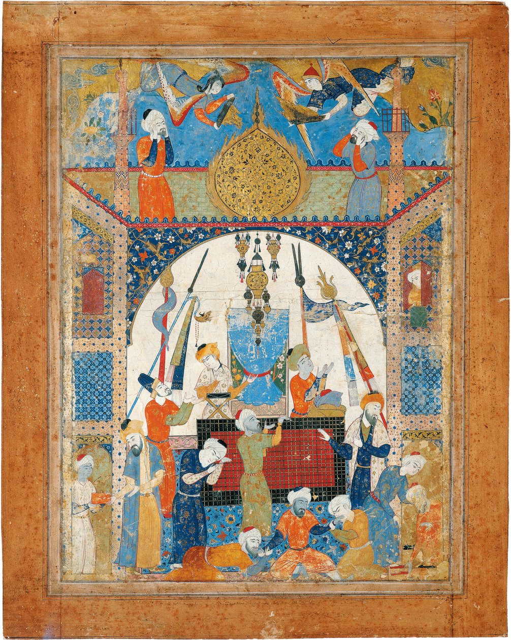 Cena de um mausoléu de Iranian Master