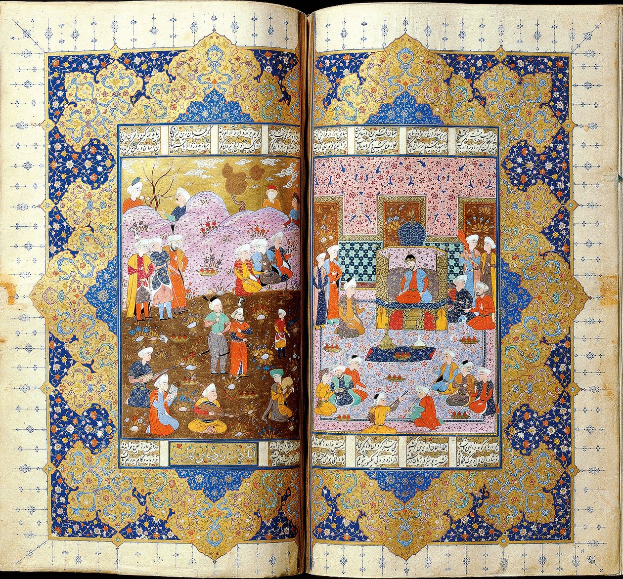 Shah Luhrasps Ascensão ao trono Iluminação do manuscrito do épico Shahname de Ferdowsi de Iranian Master