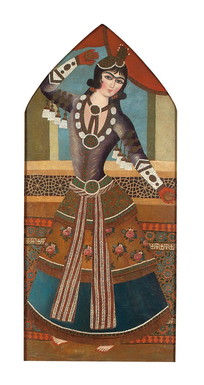 A Qajar Dancing Girl, c.1840 (óleo sobre tela) de Iranian School