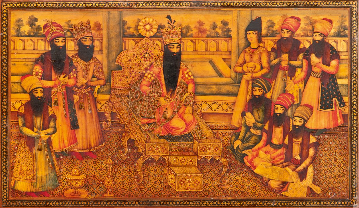 Detalhe de um caixão Qajar de Iranian School