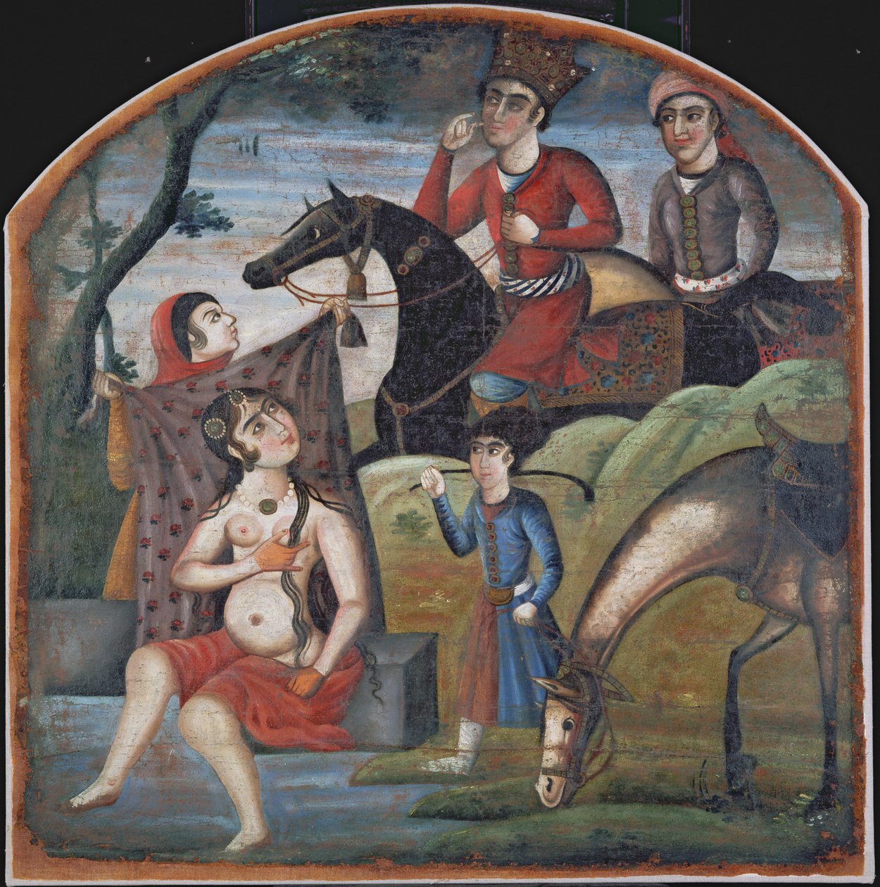 Khusraw descobre Shirin Bathing, meados do século XVIII de Iranian School