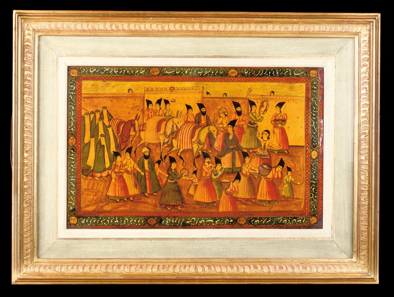 Um de um par de painéis pintados, Qajar Iran, 1850-75 de Iranian School