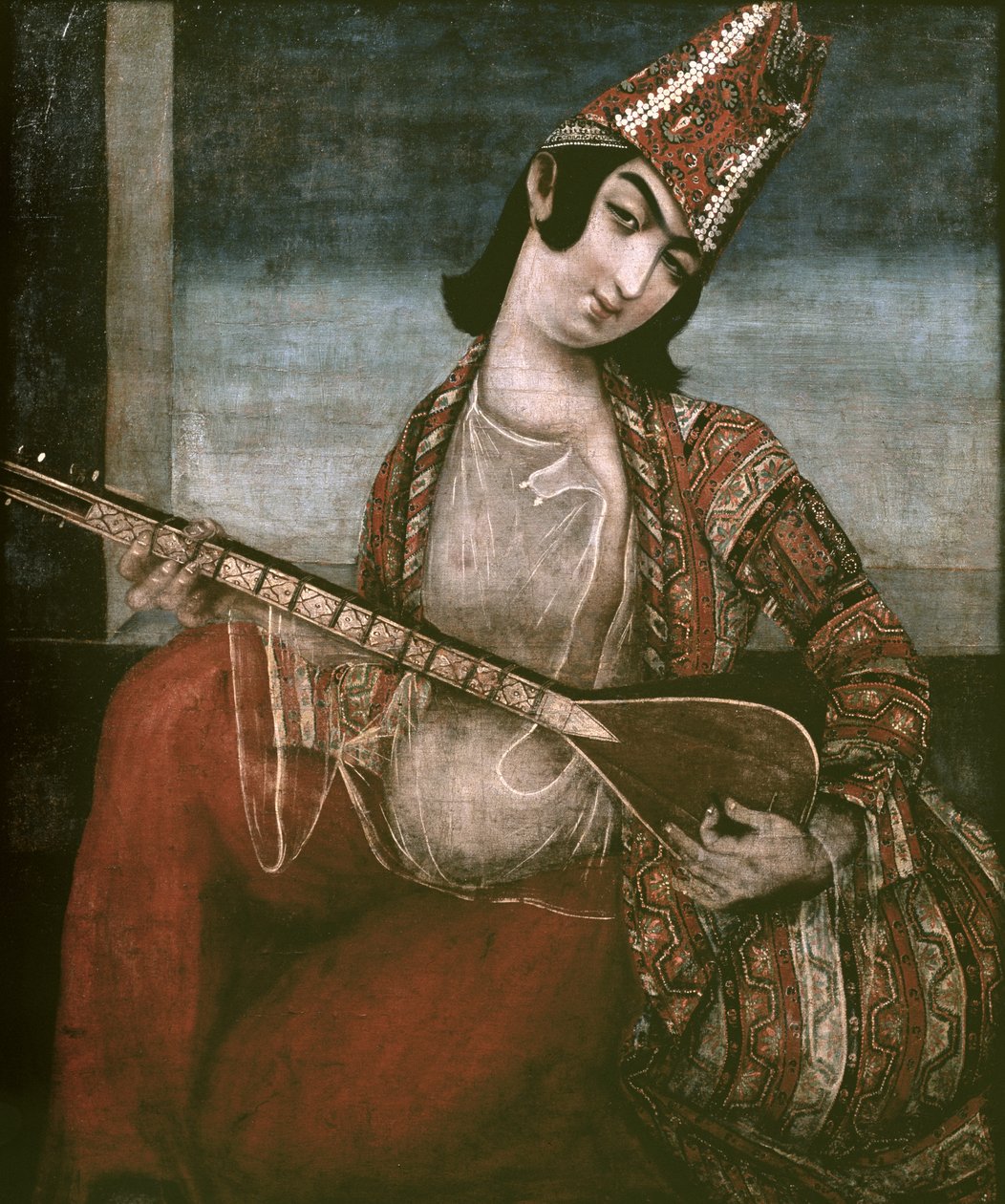 Jovem mulher tocando uma guitarra de Iranian School