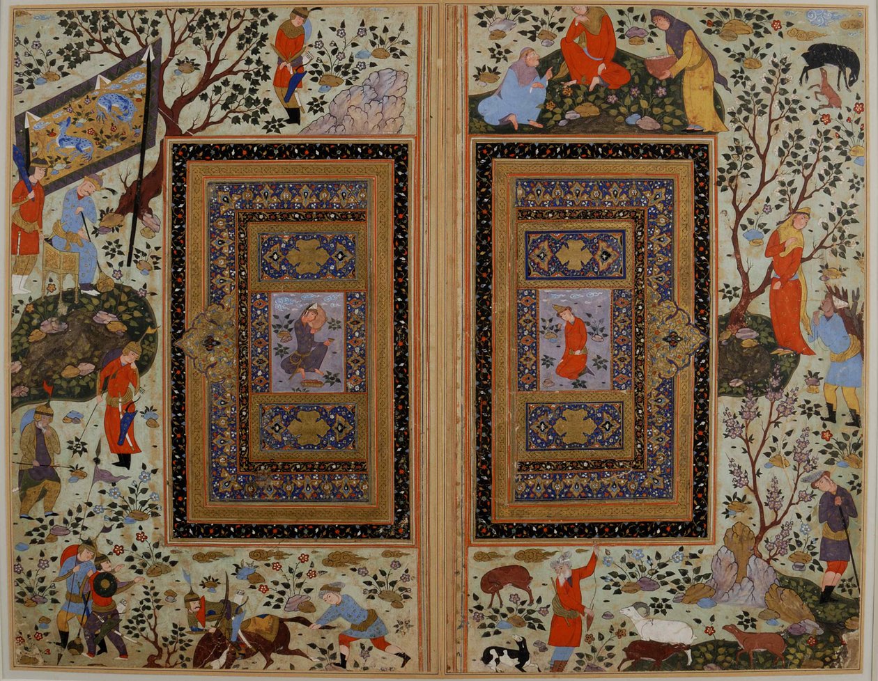 Página dupla. Irã, Isfahan, início do século XVII. de Iranian master.