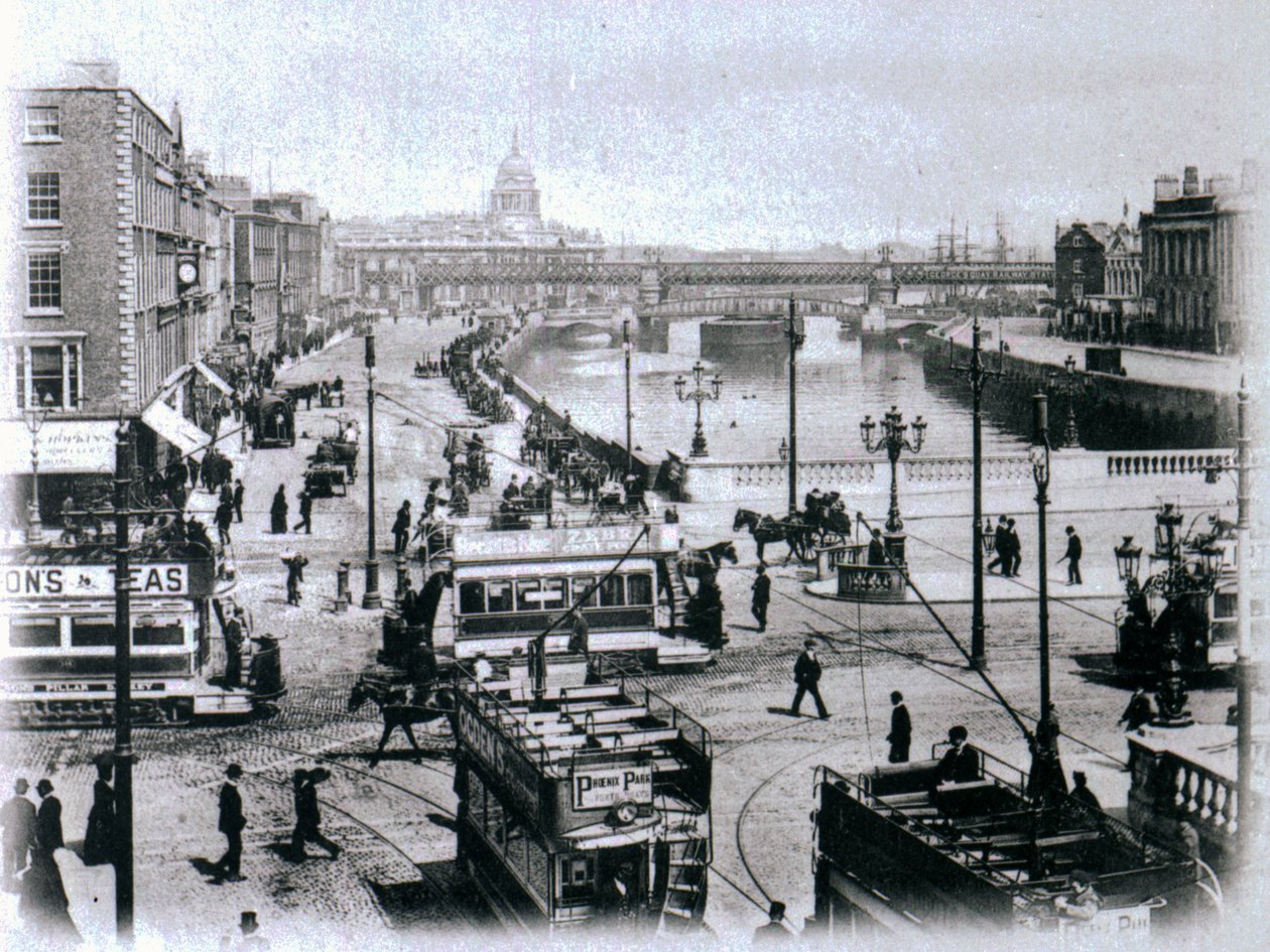 O Connell Bridge e o rio Liffey, Dublin, c.1900 de Irish Photographer