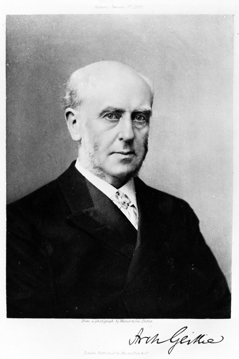 Retrato de Archibald Geikie, ilustração da Nature 5 de janeiro de 1893 (fotogravura) de Irish Photographer