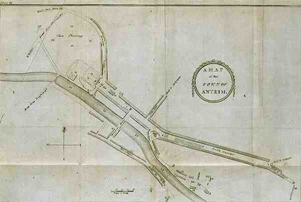 Um Mapa da Cidade de Antrim, placa de 