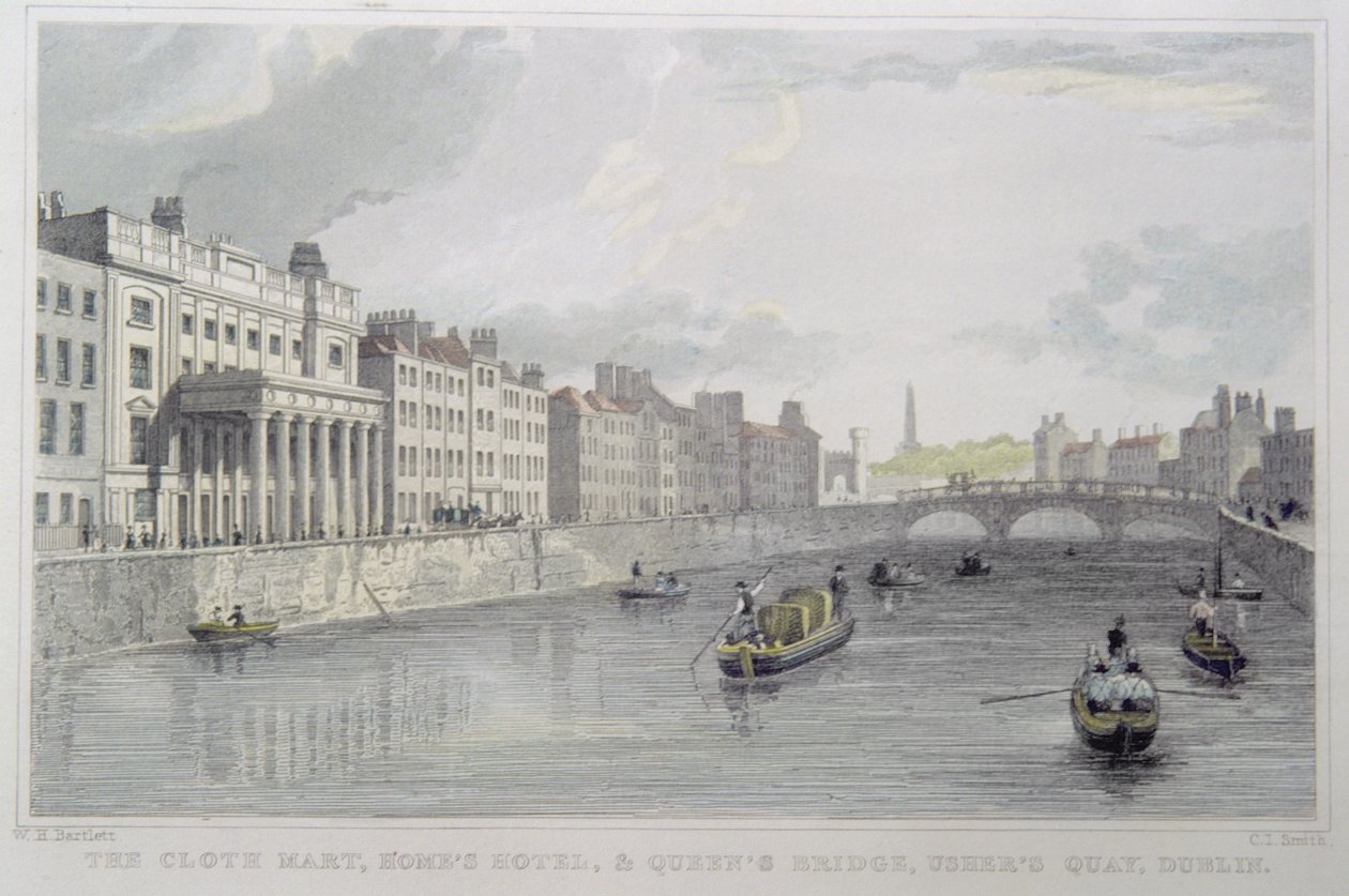 Cloth Mart, Home&39;s Hotel e Ponte da Rainha, Usher&39;s Quay, Dublin de Irish School
