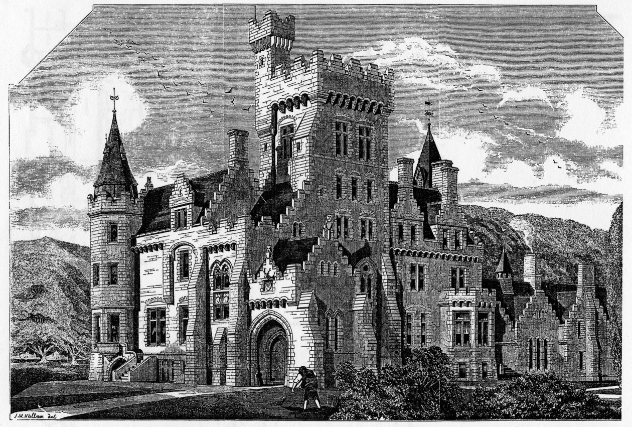 Humewood Castle, Co. Wicklow, ilustração de &39;o edifício&39; 1868 de Irish School