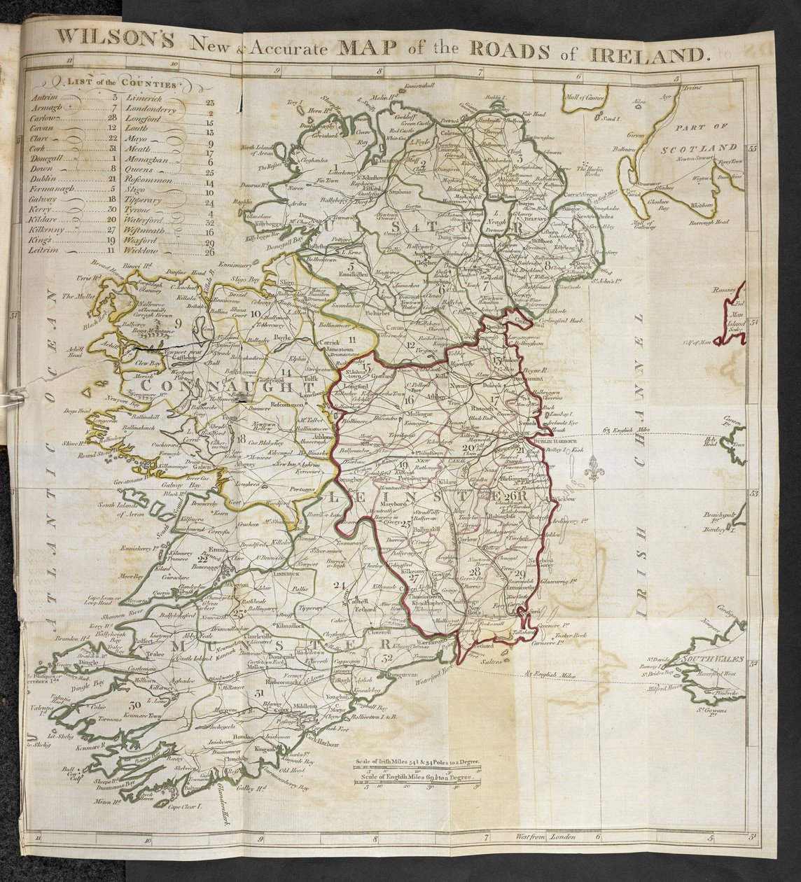 Mapa de estradas na Irlanda, de 