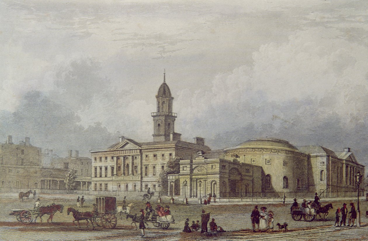 The Rotunda Hospital, Dublin (litografia a cores) de Irish School