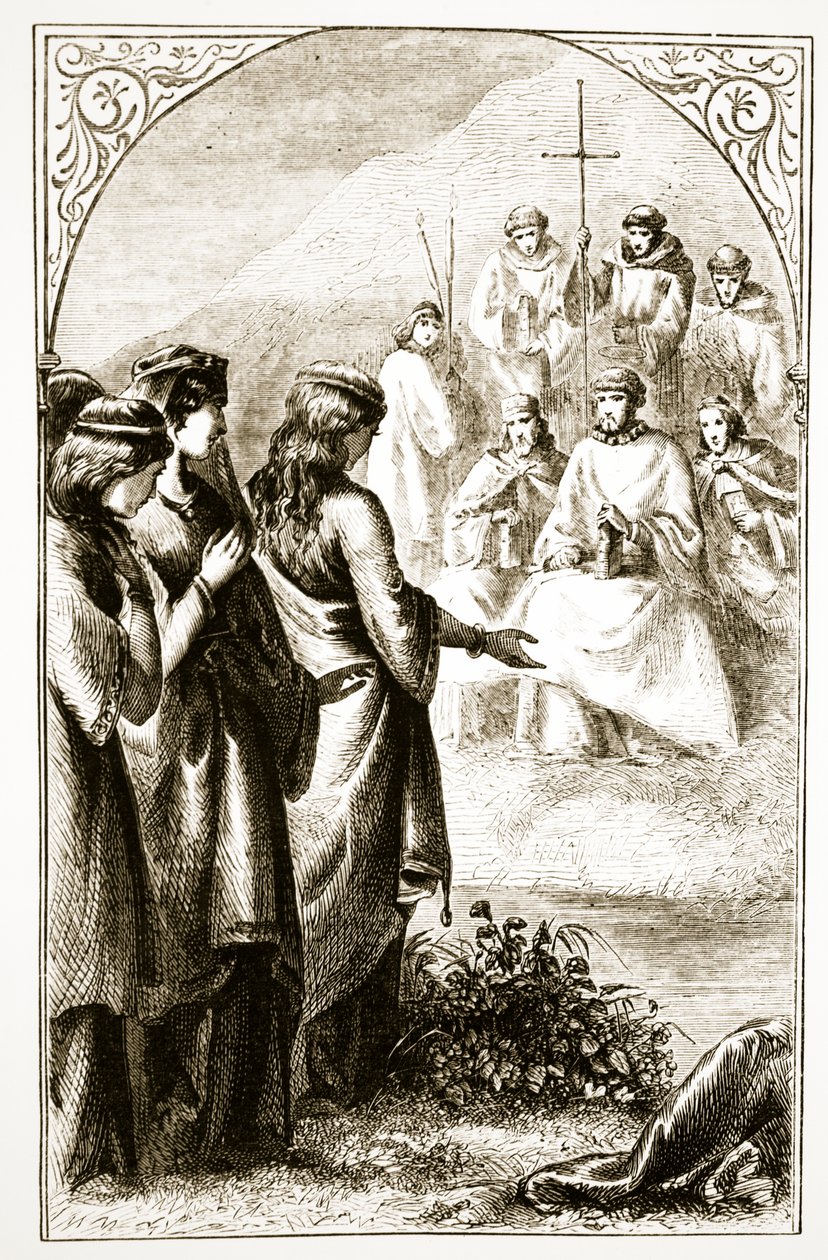 A visão do Sínodo dos Clérigos, de The Trias Thaumaturga, ou três santos trabalhadores da Irlanda, de Mary Cusack (1829-99), publicada em 1890 de Irish School