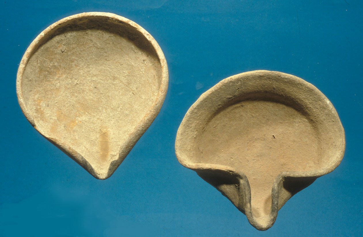 Lâmpadas de óleo israelita (terracota) de Iron Age