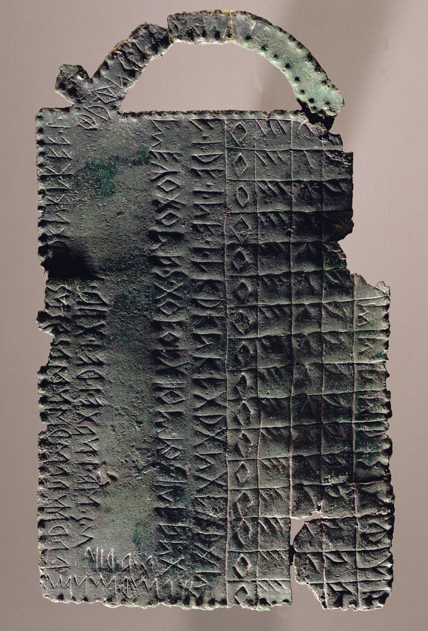 Placa com inscrição alfabética Paleo-Veneziana (bronze) de Iron Age