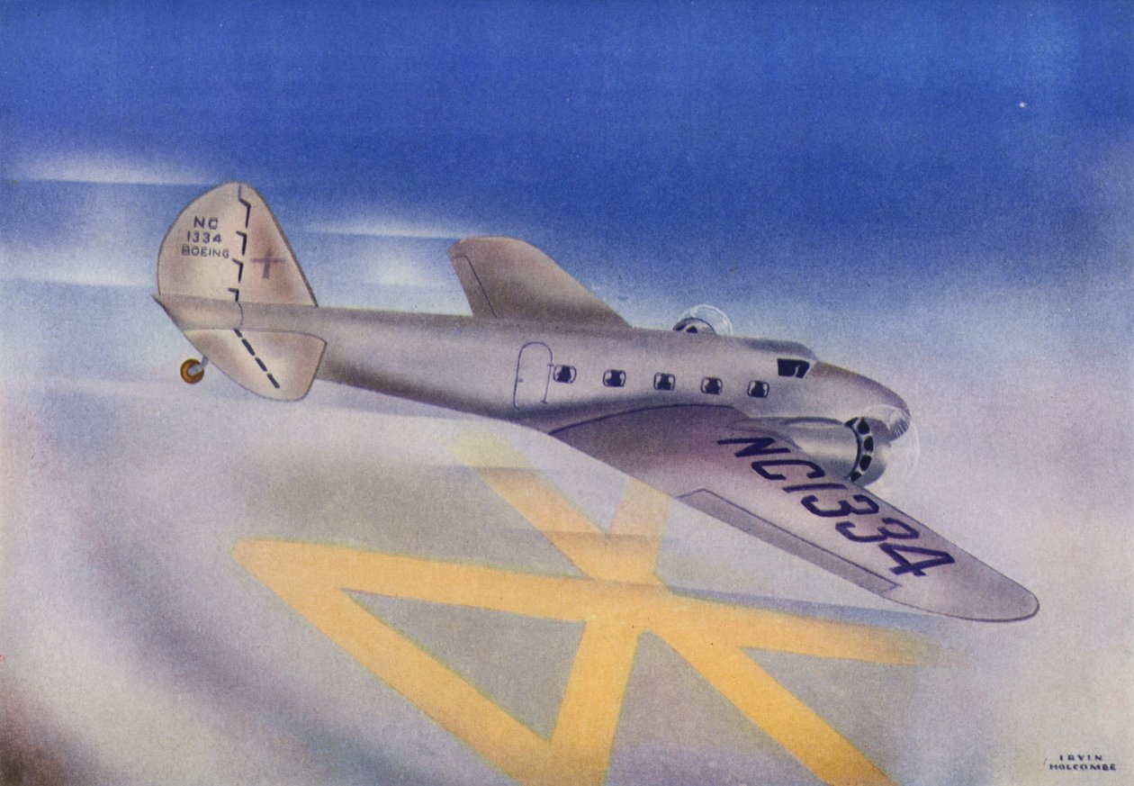 Boeing 247D (litografia a cores) de Irvin L. Holcombe