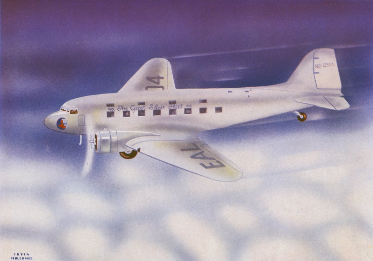 Douglas DC-3 (litografia a cores) de Irvin L. Holcombe