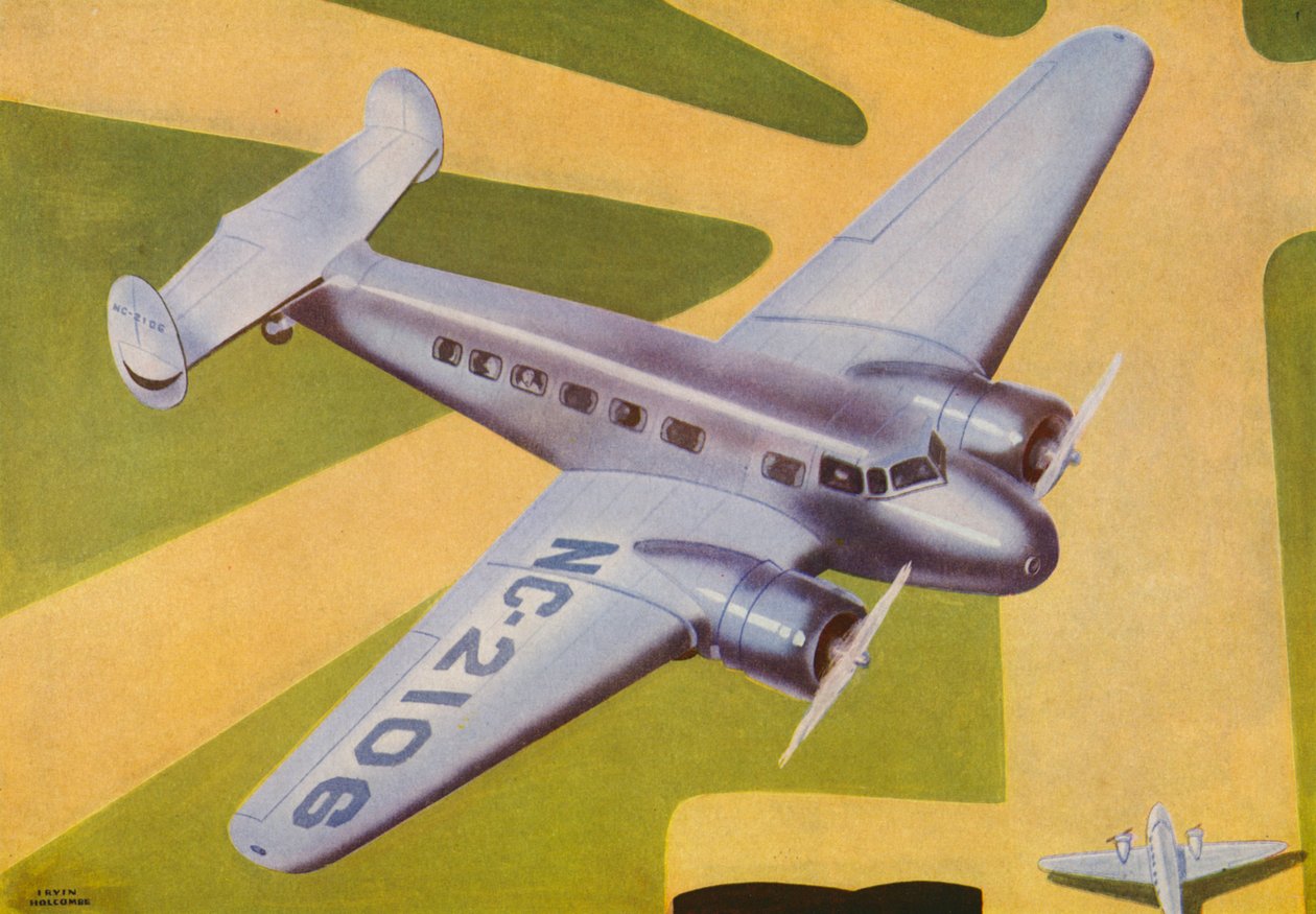Lockheed Electra (litografia a cores) de Irvin L. Holcombe