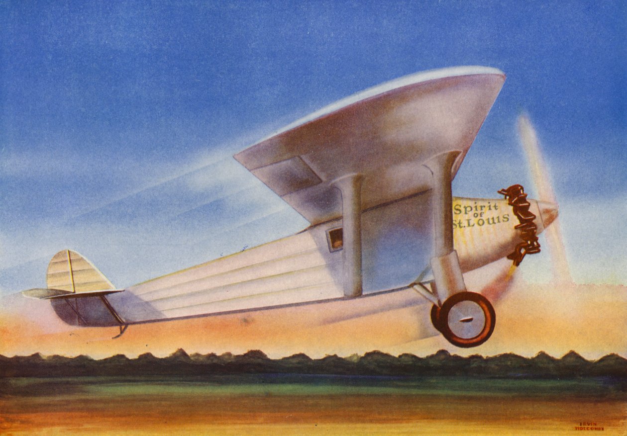 Ryan Monoplane, Spirit of St Louis (litografia a cores) de Irvin L. Holcombe