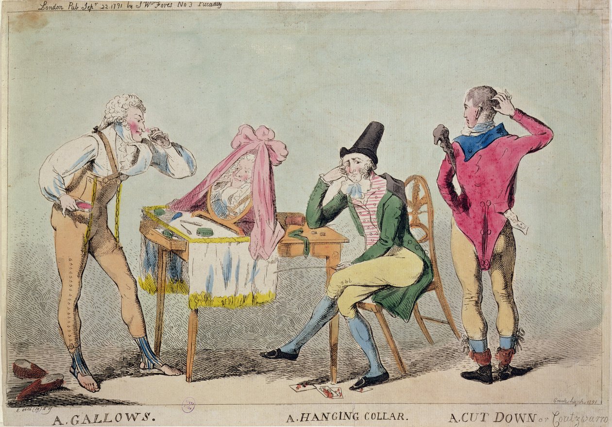 Cartum dos emigrados aristocráticos franceses na Inglaterra durante a Revolução, 1791 de Isaac Cruikshank