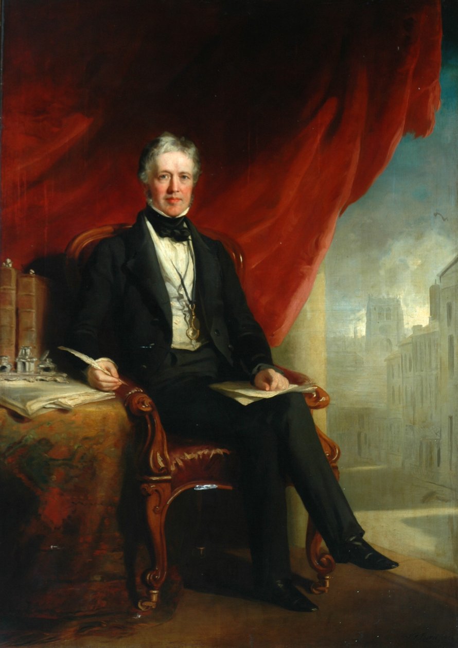 Desconhecido homem sentado com igreja paroquial no fundo, 1844 de Isaac Faulkner Bird